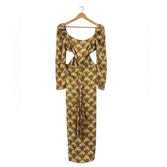 Agua By Agua Bendita Cuarzo Maxi Dress M Long Sleeve Luxury Resort - Picture 2 of 13